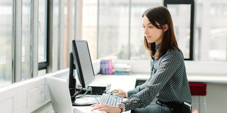 Student sitting at computer