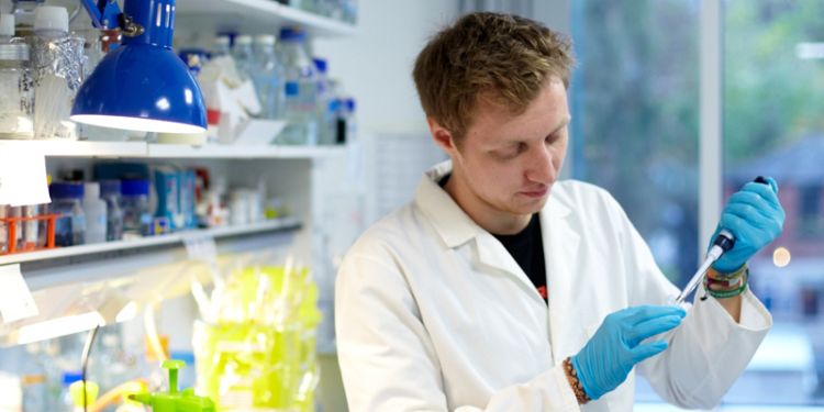 Student in a biology lab