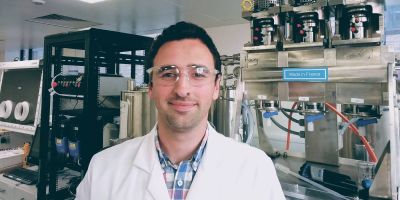 Alastair Baker in a laboratory