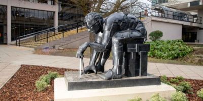 ‘Master of the Universe’ outside the Edward Boyle Library