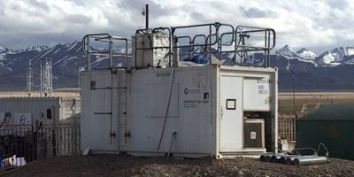 The University of Leeds FAGE container, gathering data from a scenic location