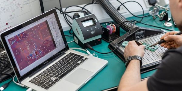 A student working on a project in the NXP lab at the University of Leeds.