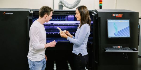 A student and their supervisor in the robotics lab at the University of Leeds.