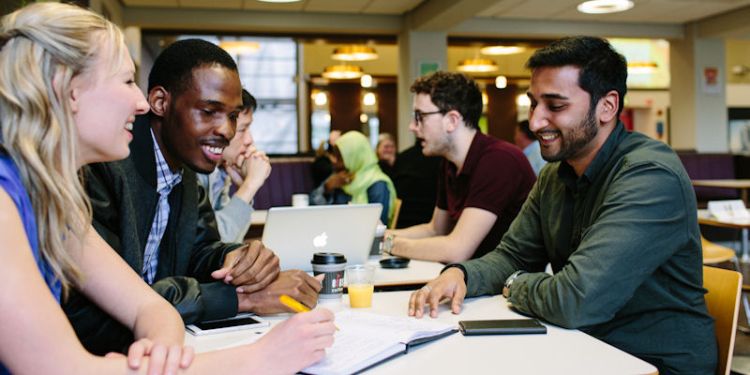 Postgraduate researchers in cafe