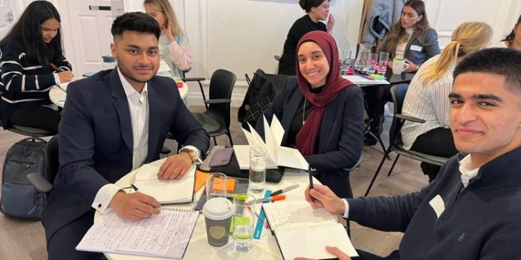 Farida sat a sat at a Q5 event in London.