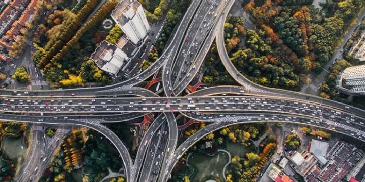 intersecting road junctions from the air