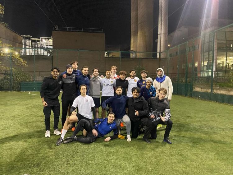 Sahil with the football team.