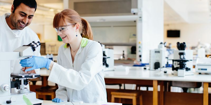 Biochemists in lab