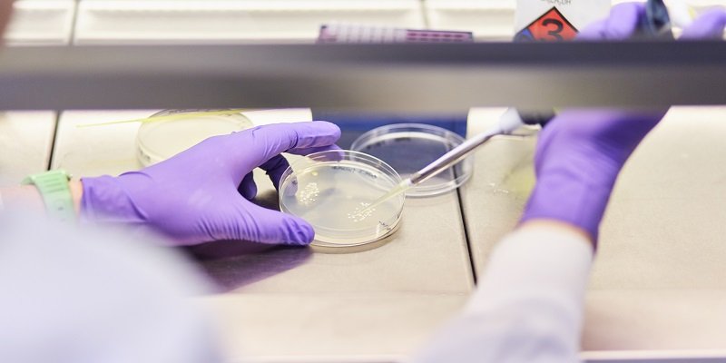 A chemist undertakes an experiment in Leeds' chemistry labs